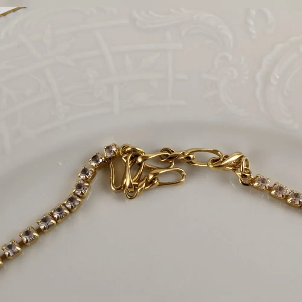 Vintage Monet Crystal Gold Tone Statement Necklace